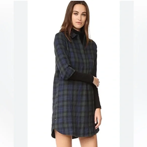 Madewell | Dresses | Madewell Navy And Green Tartan Dress | Poshmark